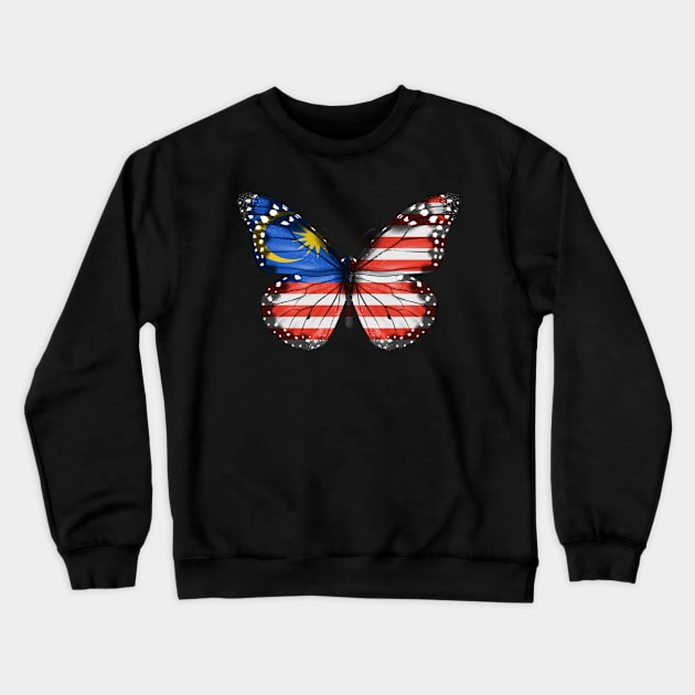 Malaysian Flag  Butterfly - Gift for Malaysian From Malaysia Crewneck Sweatshirt by Country Flags